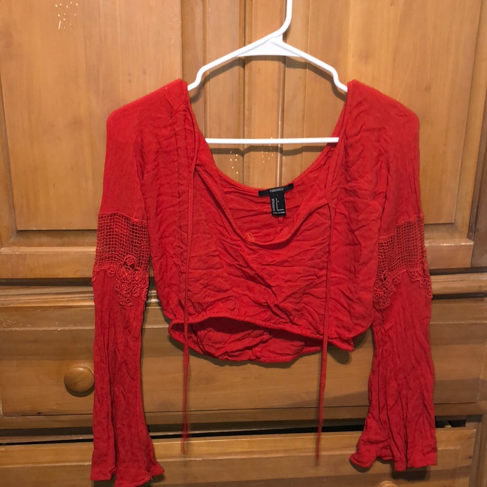 Forever 21 red cropped blouse